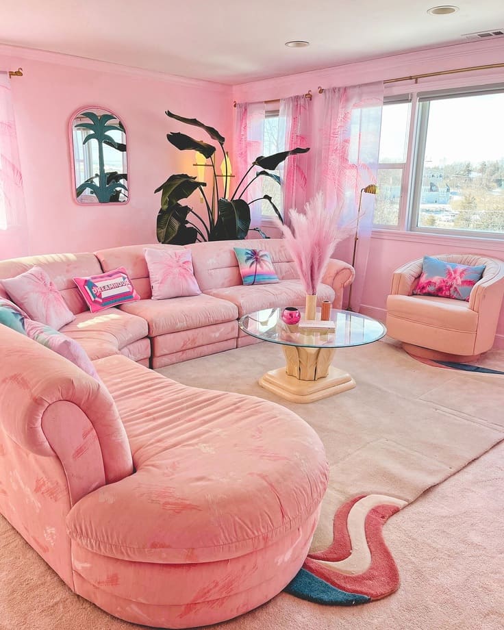 A pop of color in a living room