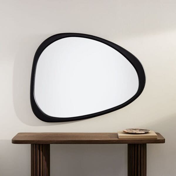Mid-Century Asymmetrical Wood Wall Mirror - 45".