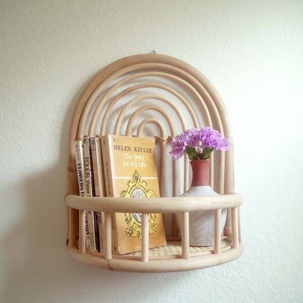 bohemian wooden wall shelf