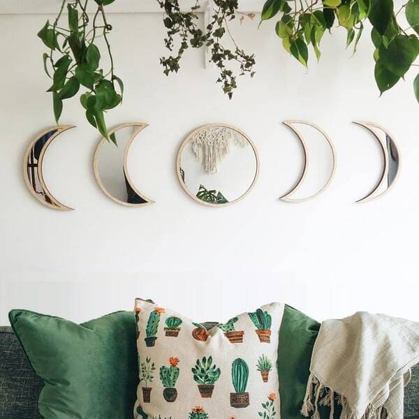 bohemian moon phase asymmetrical mirrors