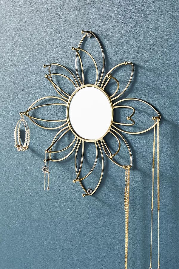 Boho Mirrored Flower Jewelry Organizer