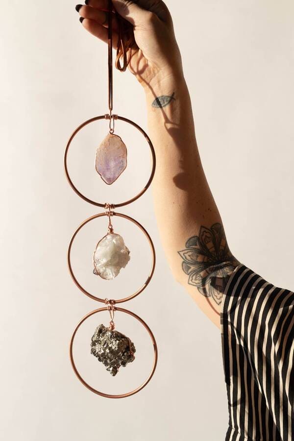Raw Gemstone Home Decor Boho Suncatcher