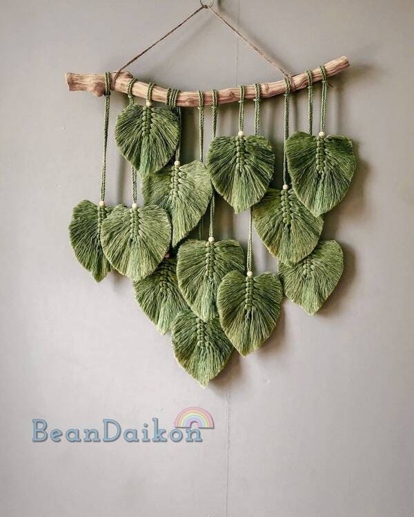 boho leaves wall wooden hanger