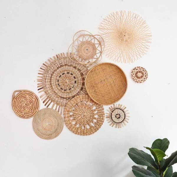 boho rattan wall baskets