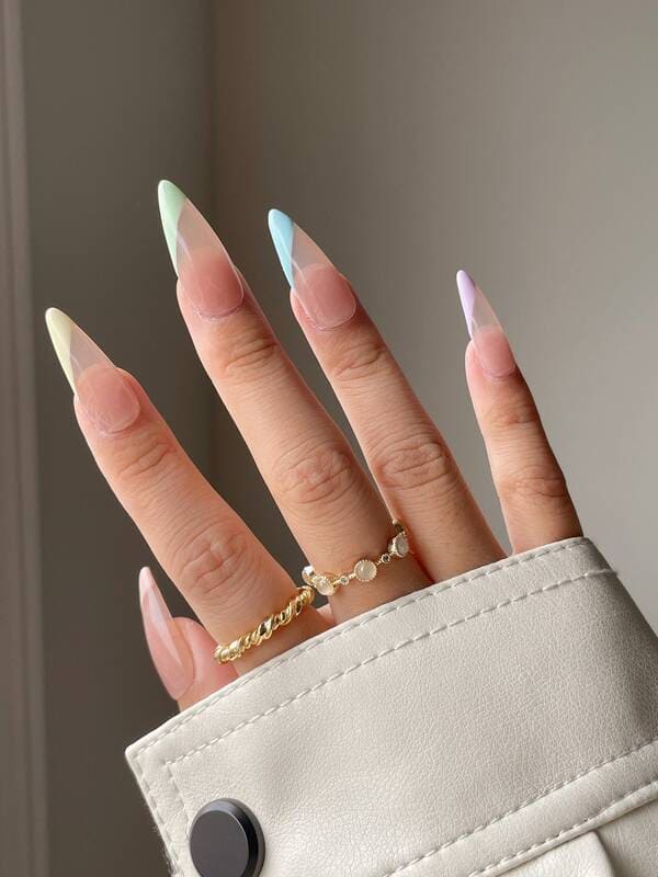 Rainbow pastel french press on nails