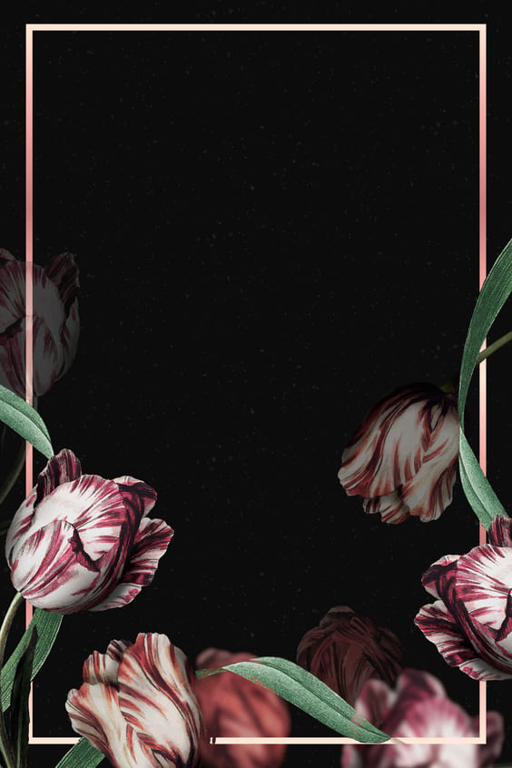Pretty pink flowers art framing a dark background wallpaper.