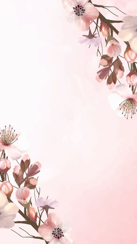 Pink and white tree blossoms on soft pink background wallpaper.