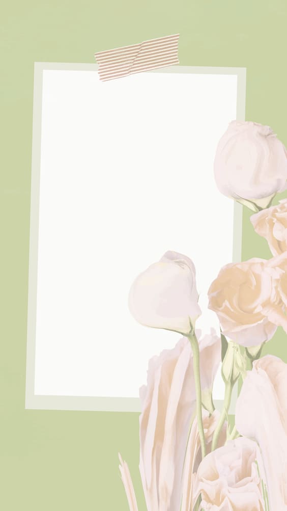 White notepad with soft green background flower wallpaper.