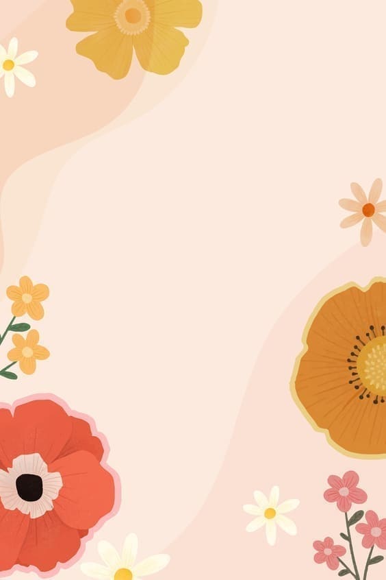 Fun red, orange, and pink brightly painted flowers wallpaper.