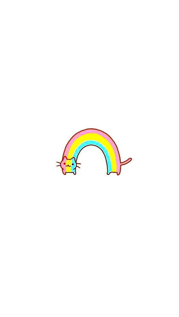 Cute aesthetic cat pastel rainbow wallpaper