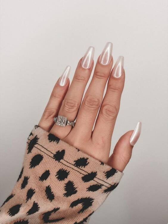 Pearl White Milky Gel Nails