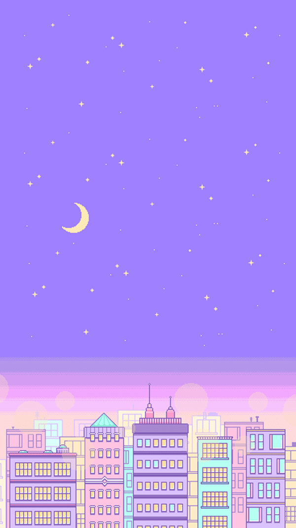 purple pastel city sky