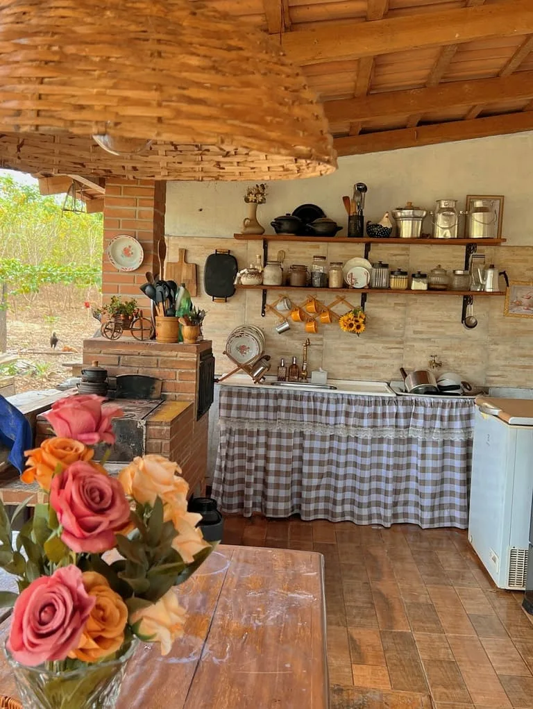 Rustic wood, gingham, and fresh flowers