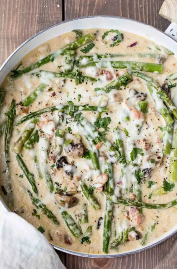 Asparagus in soup to show how versitile this vegetable is