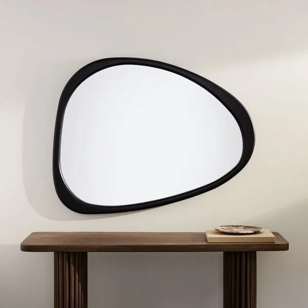 Mid-Century Asymmetrical Wood Wall Mirror - 45".