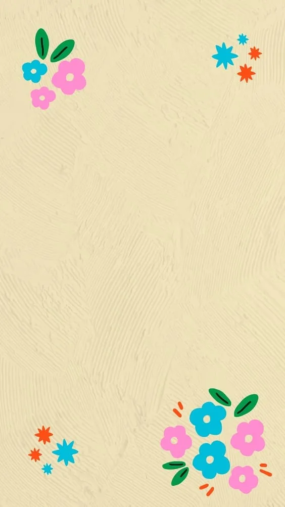 Bright pastel flowers on beige background wallpaper.