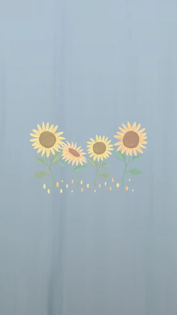 Cute sunflowers sketch art on blue background wallpaper for iphone