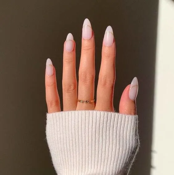 Elegant french tip coffin nails