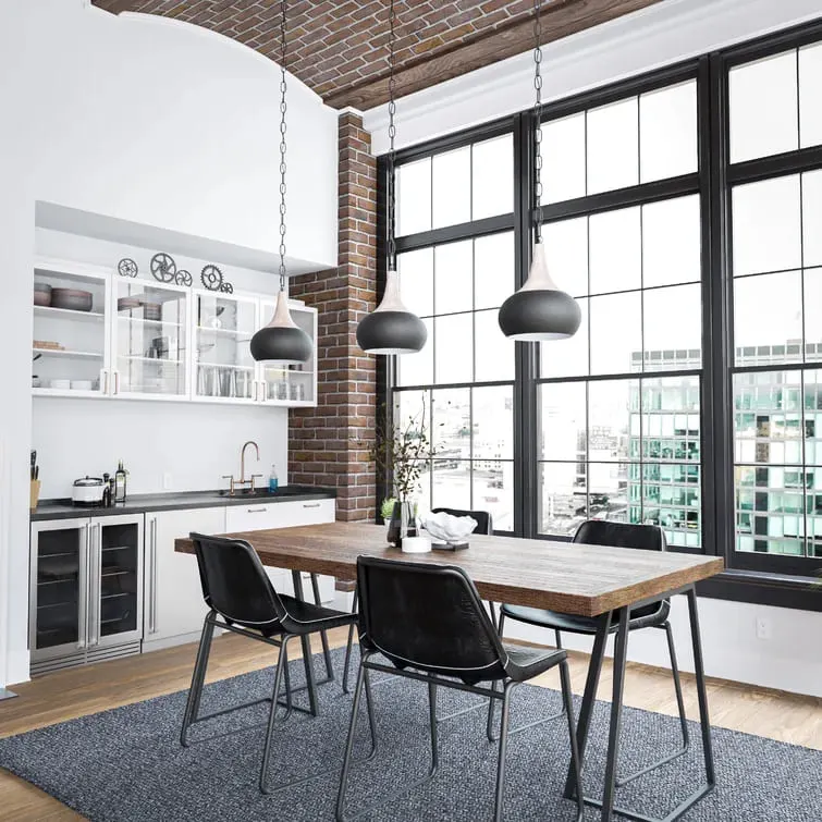 Single Dome Pendant with Wood Accents