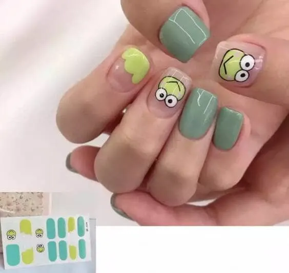 Green Spring Frog Nail Wraps
