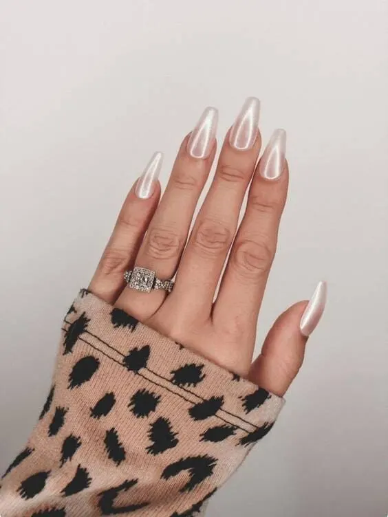 Pearl White Milky Gel Nails